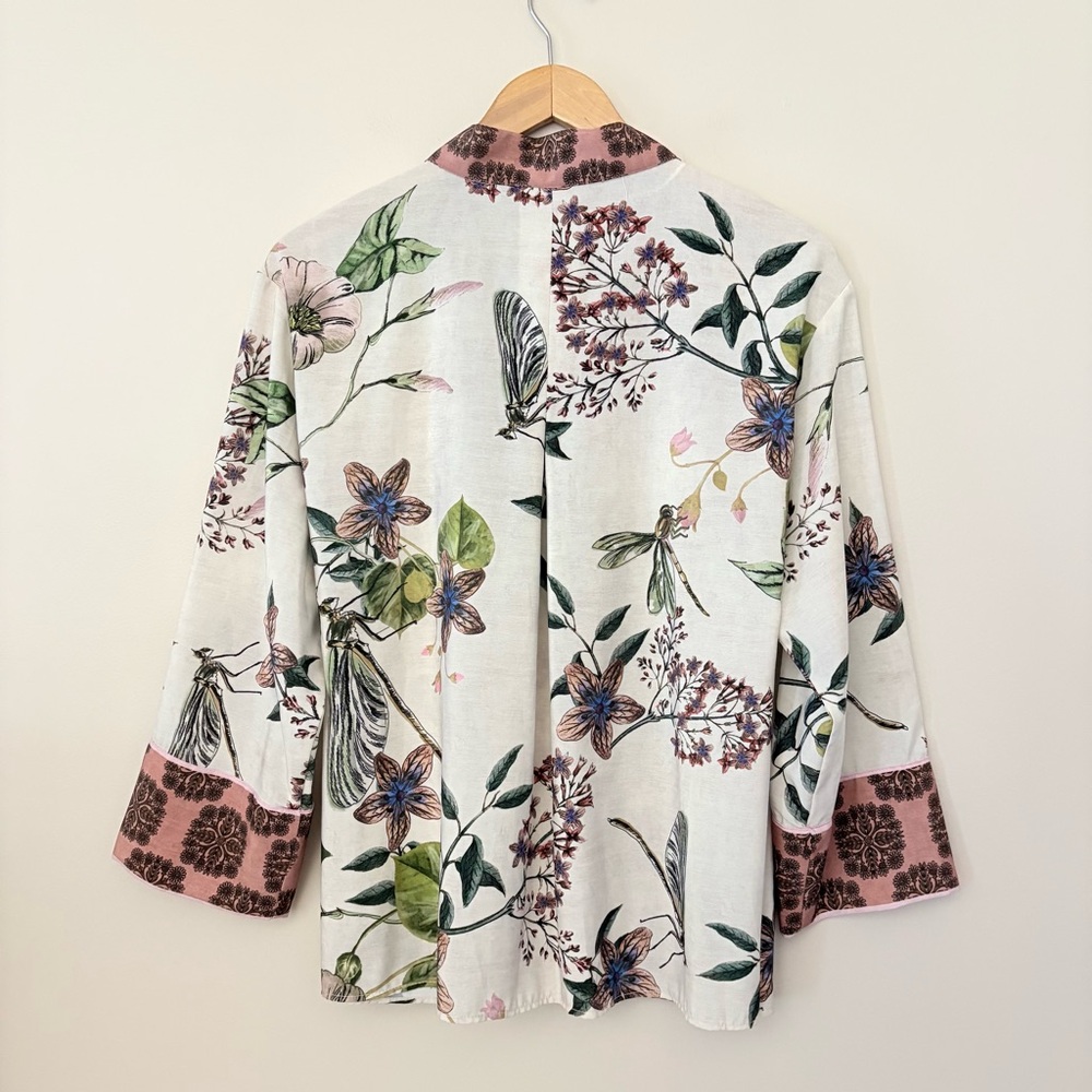 Zara Floral Kimono Print Tie Waist‎ Wide Sleeve Size Medium - Picture 9 of 14